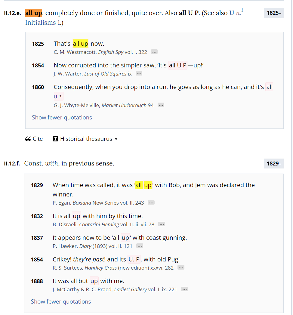 ‘all up’ @ OED